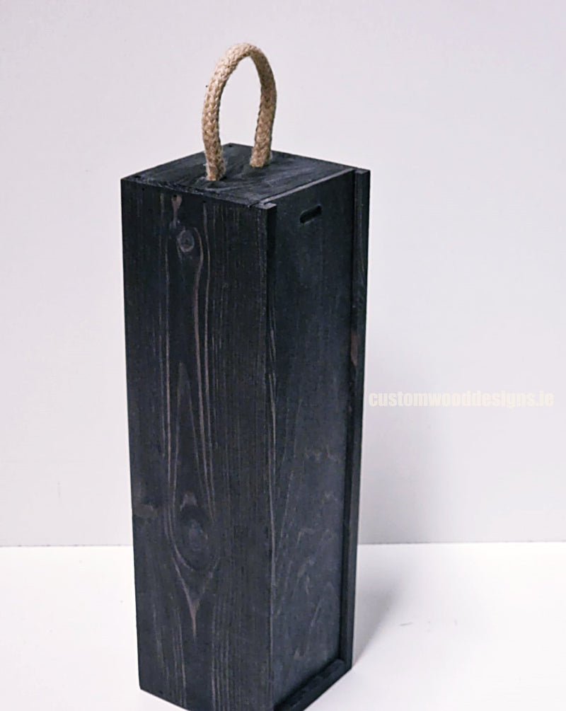 Load image into Gallery viewer, Sliding Lid Bottle Box - Single Black x25 Bottle box Custom Wood Designs __label: Multibuy Bottle Box Bottle Boxes Single bottle box bottle-box-default-title-sliding-lid-bottle-box-single-black-x25-53613478412631
