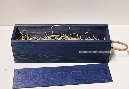Sliding Lid Bottle Box - Single Blue x25 Bottle box Custom Wood Designs __label: Multibuy Bottle Boxes corporate gift gift box Gift Boxes irisg gift wooden Box bottle-box-default-title-sliding-lid-bottle-box-single-blue-x25-53613480837463