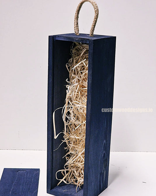 Sliding Lid Bottle Box - Single Blue x25 Bottle box Custom Wood Designs __label: Multibuy Bottle Boxes corporate gift gift box Gift Boxes irisg gift wooden Box bottle-box-default-title-sliding-lid-bottle-box-single-blue-x25-53613481754967
