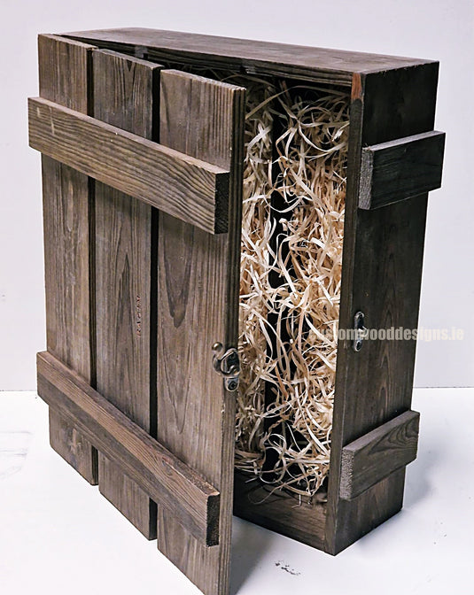 Rustic 3 Bottle Box - Brown x 25 Corporate Gift Box with Wood Wool Custom Wood Designs __label: Multibuy box corporate gift hamper triple wine box wood wool corporate-gift-box-with-wood-wool-1-rustic-3-bottle-box-brown-x-25-52615553450327