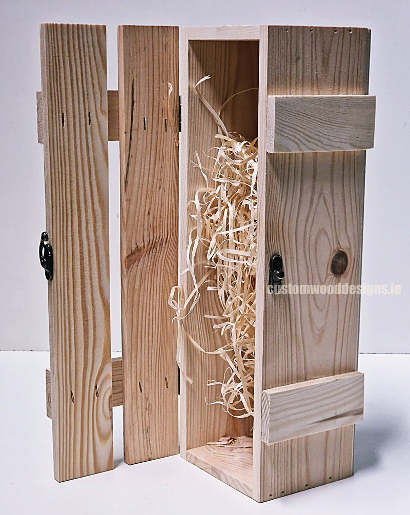 Load image into Gallery viewer, Rustic Bottle Box - Natural Single x 25 Corporate Gift Box with Wood Wool Custom Wood Designs __label: Multibuy gift gift box single box wine box wood wool corporate-gift-box-with-wood-wool-1-rustic-bottle-box-natural-single-53612179685719
