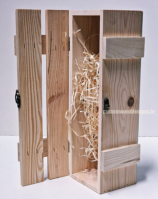 Rustic Bottle Box - Natural Single x 25 Corporate Gift Box with Wood Wool Custom Wood Designs __label: Multibuy gift gift box single box wine box wood wool corporate-gift-box-with-wood-wool-1-rustic-bottle-box-natural-single-53612179685719_a9711d32-51b2-40c5-ab47-79d4a13cb8b6