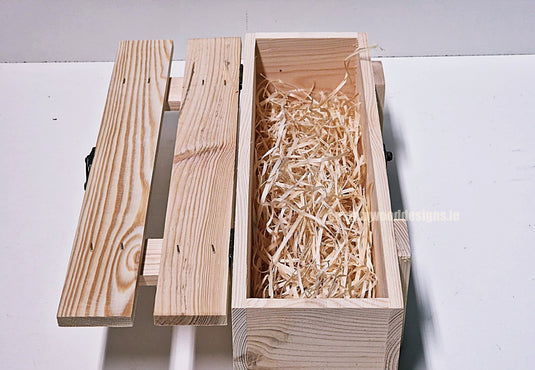 Rustic Bottle Box - Natural Single x 25 Corporate Gift Box with Wood Wool Custom Wood Designs __label: Multibuy gift gift box single box wine box wood wool corporate-gift-box-with-wood-wool-1-rustic-bottle-box-natural-single-53612191580503