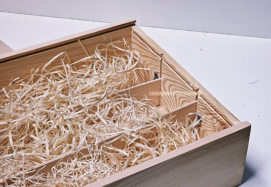 Sliding Lid 3 Bottle Box - Natural x25 Corporate Gift Box with Wood Wool Custom Wood Designs box corporate gift hamper triple wine box wood wool corporate-gift-box-with-wood-wool-25-sliding-lid-3-bottle-box-natural-x25-53612171657559