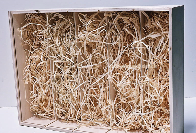 Load image into Gallery viewer, Sliding Lid 5 Bottle Box - Natural x 25 Corporate Gift Box with Wood Wool Custom Wood Designs box corporate gift hamper triple wine box wood wool corporate-gift-box-with-wood-wool-25-sliding-lid-5-bottle-box-natural-x-25-52626856411479
