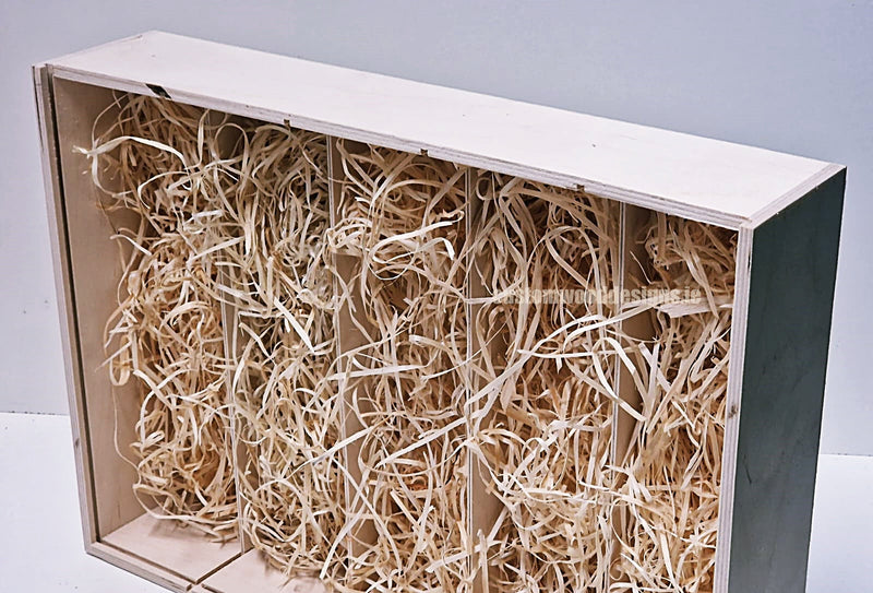 Load image into Gallery viewer, Sliding Lid 5 Bottle Box - Natural x 25 Corporate Gift Box with Wood Wool Custom Wood Designs box corporate gift hamper triple wine box wood wool corporate-gift-box-with-wood-wool-25-sliding-lid-5-bottle-box-natural-x-25-53613500170583
