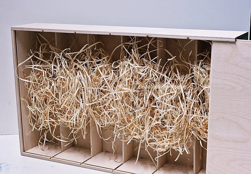 Load image into Gallery viewer, Sliding Lid 6 Bottle Box - Natural x 25 Corporate Gift Box with Wood Wool Custom Wood Designs box corporate gift hamper triple wine box wood wool corporate-gift-box-with-wood-wool-50-sliding-lid-6-bottle-box-natural-x-25-53612179882327
