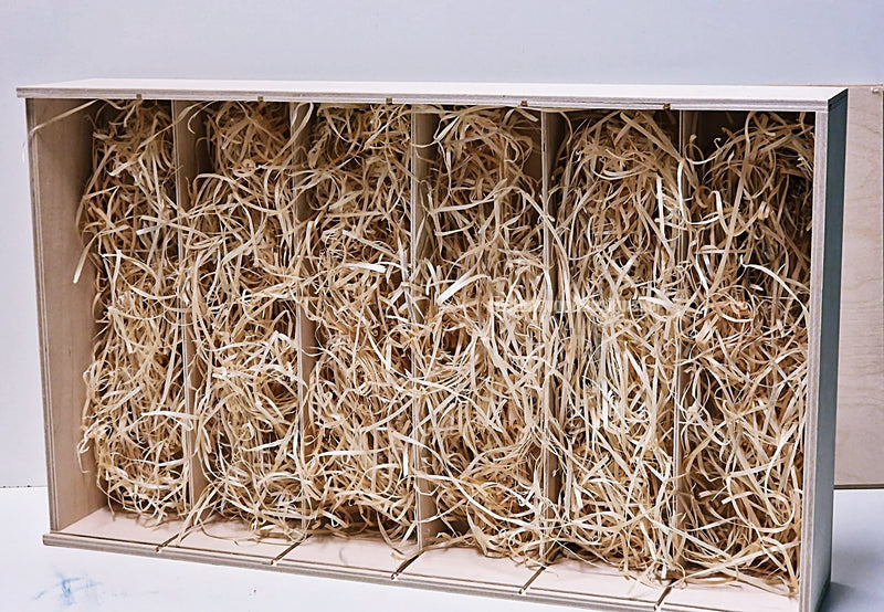 Load image into Gallery viewer, Sliding Lid 6 Bottle Box - Natural x 25 Corporate Gift Box with Wood Wool Custom Wood Designs box corporate gift hamper triple wine box wood wool corporate-gift-box-with-wood-wool-50-sliding-lid-6-bottle-box-natural-x-25-53612181487959
