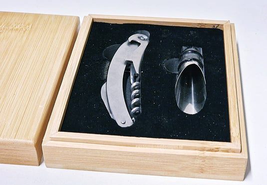 2 piece wine set in bamboo box pack of 25 Custom Wood Designs __label: Multibuy default-title-2-piece-wine-set-in-bamboo-box-pack-of-25-53613610860887