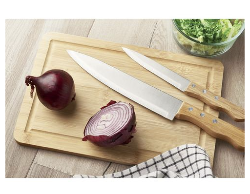 Load image into Gallery viewer, Bamboo cutting board &amp; Wood knife set Custom Wood Designs default-title-bamboo-cutting-board-wood-knife-set-53612295618903
