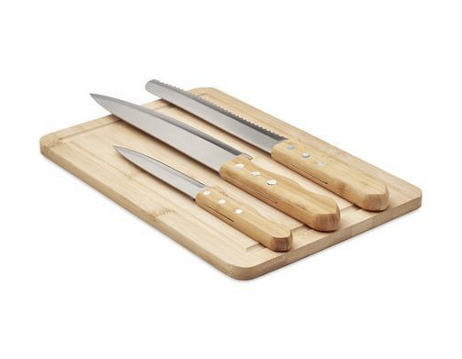 Bamboo cutting board & Wood knife set Custom Wood Designs default-title-bamboo-cutting-board-wood-knife-set-53612295881047