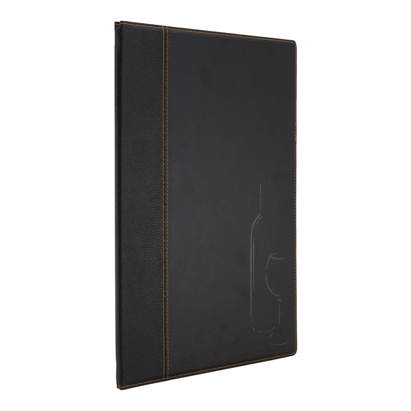 Load image into Gallery viewer, Black leather style A4 menu with logo
