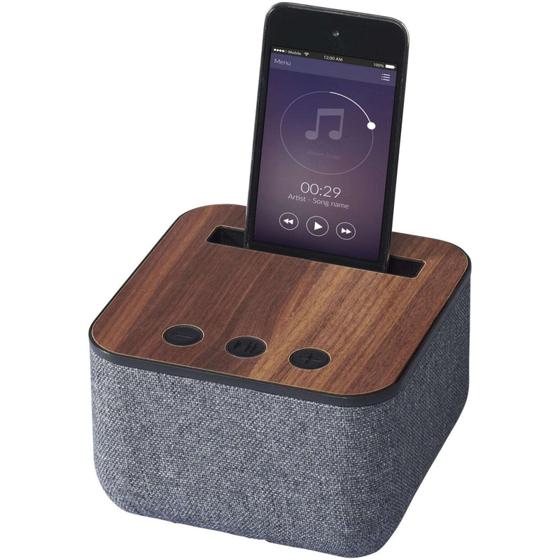 Load image into Gallery viewer, Fabric &amp; wood bluetooth speaker MOQ 10 Custom Wood Designs default-title-fabric-wood-bluetooth-speaker-moq-10-53612296798551
