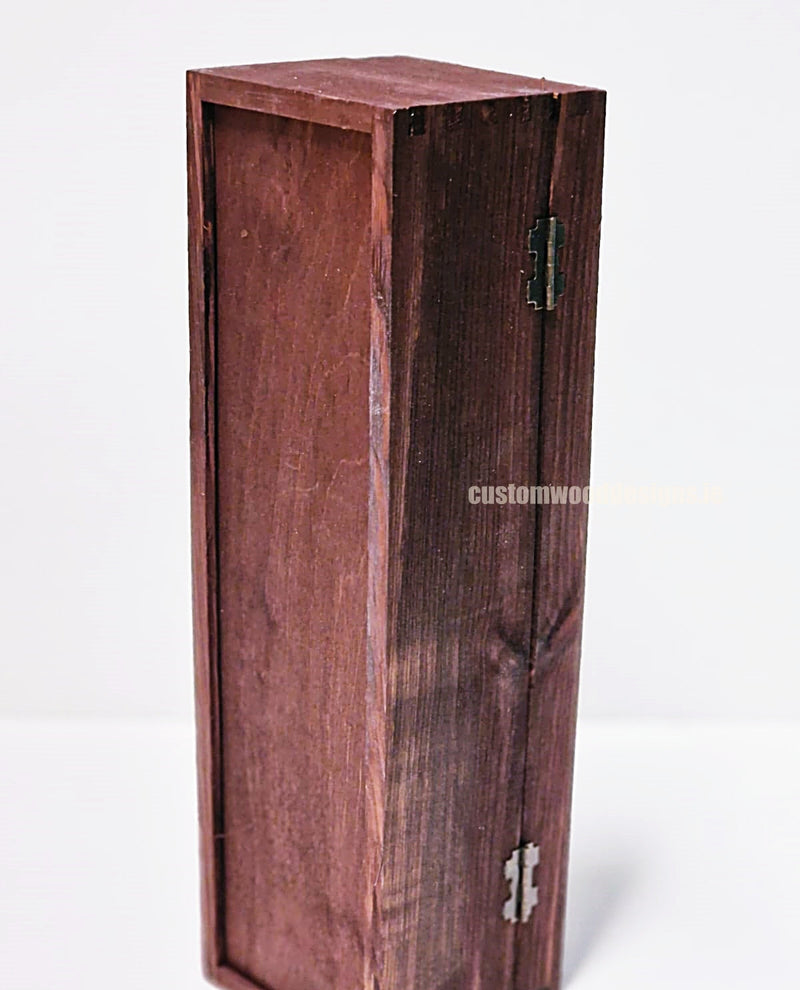 Load image into Gallery viewer, Hinged Lid 1 Bottle Box - Burgundy x25 Custom Wood Designs __label: Multibuy Bottle Box Bottle Boxes gift box Gift Boxes Single bottle box wooden Box default-title-hinged-lid-1-bottle-box-burgundy-x25-53613555876183
