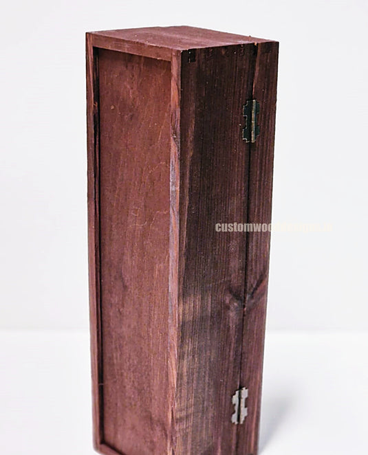 Hinged Lid 1 Bottle Box - Burgundy x25 Custom Wood Designs __label: Multibuy Bottle Box Bottle Boxes gift box Gift Boxes Single bottle box wooden Box default-title-hinged-lid-1-bottle-box-burgundy-x25-53613555876183