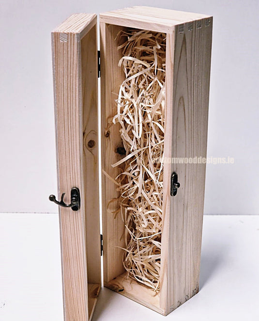 Hinged Lid 1 Bottle Box - Natural x25 Custom Wood Designs __label: Multibuy Bottle Box Bottle Boxes gift box Gift Boxes Single bottle box wooden Box default-title-hinged-lid-1-bottle-box-natural-x25-52627183796567