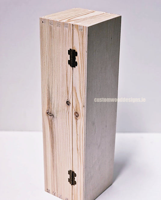 Hinged Lid 1 Bottle Box - Natural x25 Custom Wood Designs __label: Multibuy Bottle Box Bottle Boxes gift box Gift Boxes Single bottle box wooden Box default-title-hinged-lid-1-bottle-box-natural-x25-53613525369175