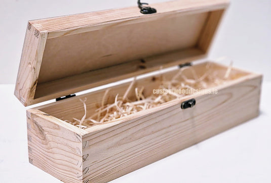 Hinged Lid 1 Bottle Box - Natural x25 Custom Wood Designs __label: Multibuy Bottle Box Bottle Boxes gift box Gift Boxes Single bottle box wooden Box default-title-hinged-lid-1-bottle-box-natural-x25-53613526024535