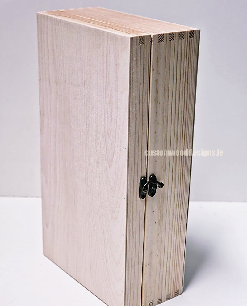 Load image into Gallery viewer, Hinged Lid 2 Bottle Box - Natural x25 Custom Wood Designs __label: Multibuy Bottle Box Bottle Boxes gift box Gift Boxes Single bottle box wooden Box default-title-hinged-lid-2-bottle-box-natural-x25-53613529629015
