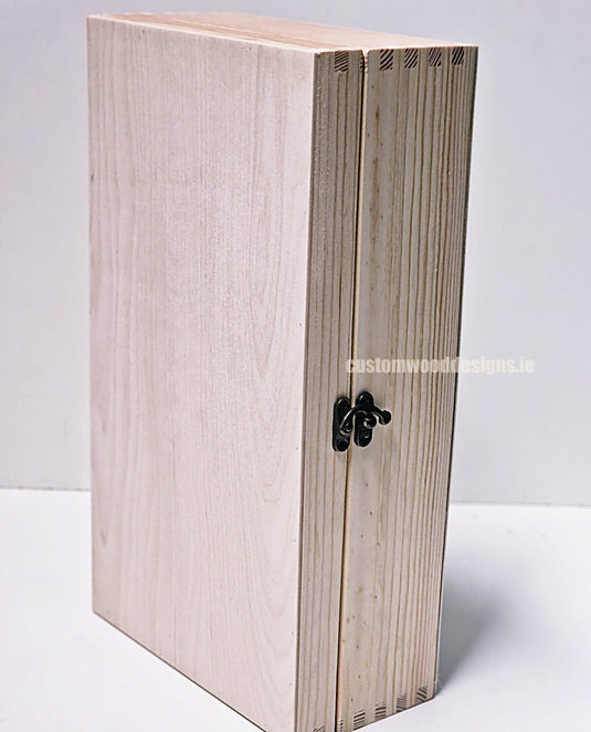 Hinged Lid 2 Bottle Box - Natural x25 Custom Wood Designs __label: Multibuy Bottle Box Bottle Boxes gift box Gift Boxes Single bottle box wooden Box default-title-hinged-lid-2-bottle-box-natural-x25-53613532283223