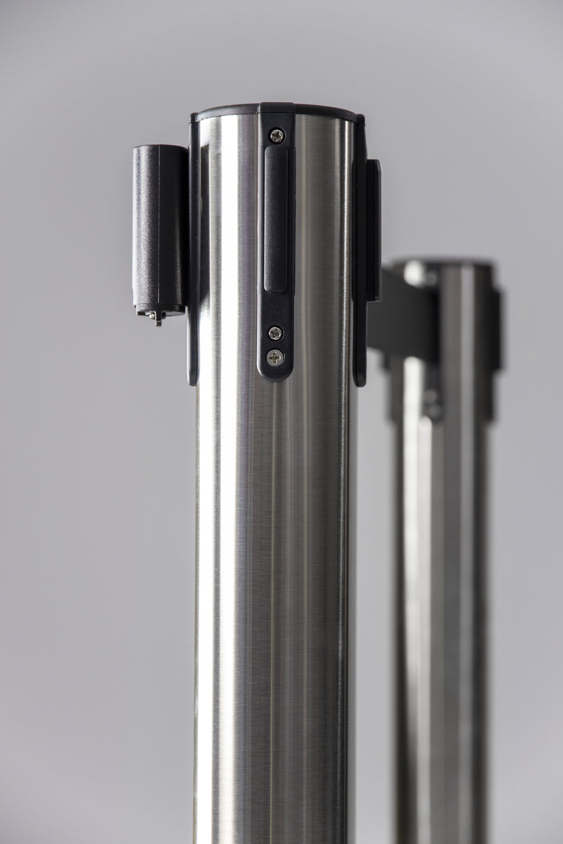 Load image into Gallery viewer, Retractable stainless steel barrier system with 4 poles Custom Wood Designs default-title-retractable-stainless-steel-barrier-system-with-4-poles-53613661028695
