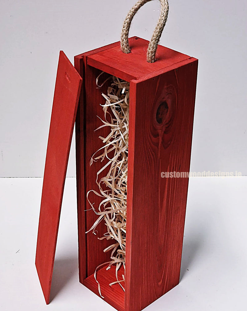 Load image into Gallery viewer, Sliding Lid Bottle Box - Single Red x25 Custom Wood Designs __label: Multibuy Bottle Box Bottle Boxes gift box Gift Boxes Single bottle box wooden Box default-title-sliding-lid-bottle-box-single-red-x25-53613492470103
