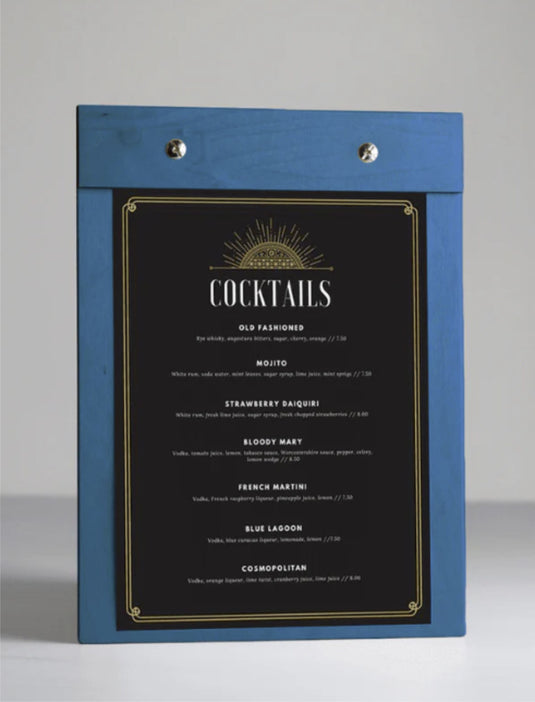 20 x Clipboard Menu15x21cm Blue Custom Wood Designs __label: Multibuy walnut-20-x-clipboard-menu-15x21cm-50880980386135