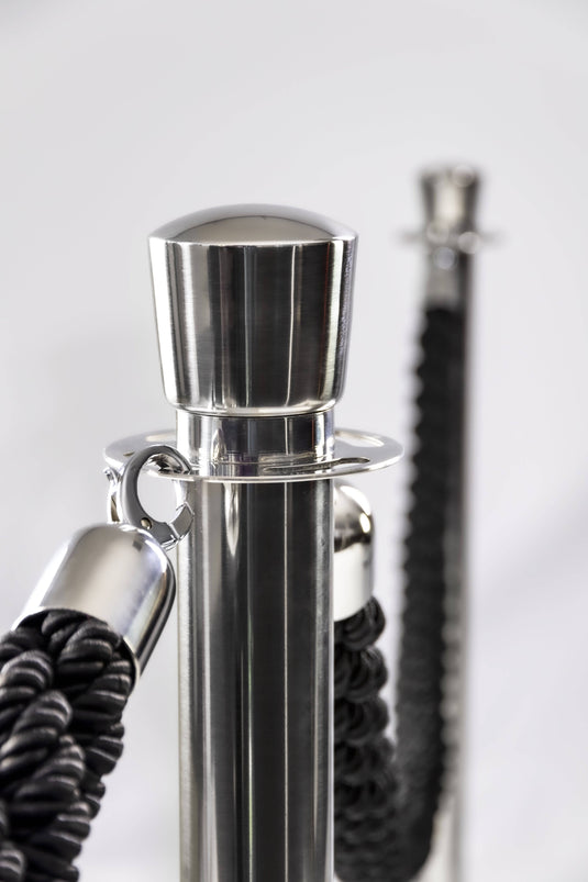 Four piece barrier poles with base with 5 ropes Custom Wood Designs white-four-piece-barrier-poles-with-base-with-5-ropes-53613665026391