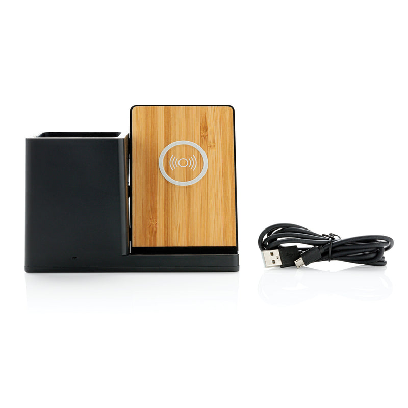 Load image into Gallery viewer, Wooden bamboo recycled plastic 10W wireless charger pack of 25 Custom Wood Designs __label: Multibuy white-wooden-bamboo-recycled-plastic-10w-wireless-charger-pack-of-25-53613167575383
